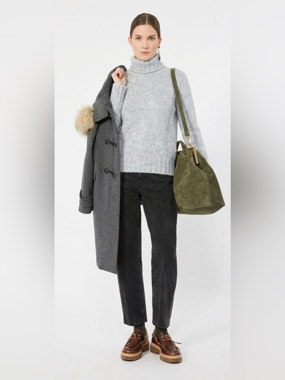 Weekend max Mara wool Turtleneck sweater in melange blue